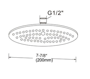 200mm Shower Head Round 304SS Polished Chrome Finish