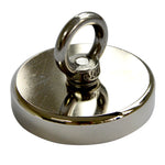 Round Neodymium Fishing Magnet with Countersunk Hole and Eyebolt, 500 LBS pull
