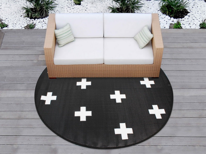 Outdoor Pp Mat Weatherproof Crosses Round Dia. 200cm