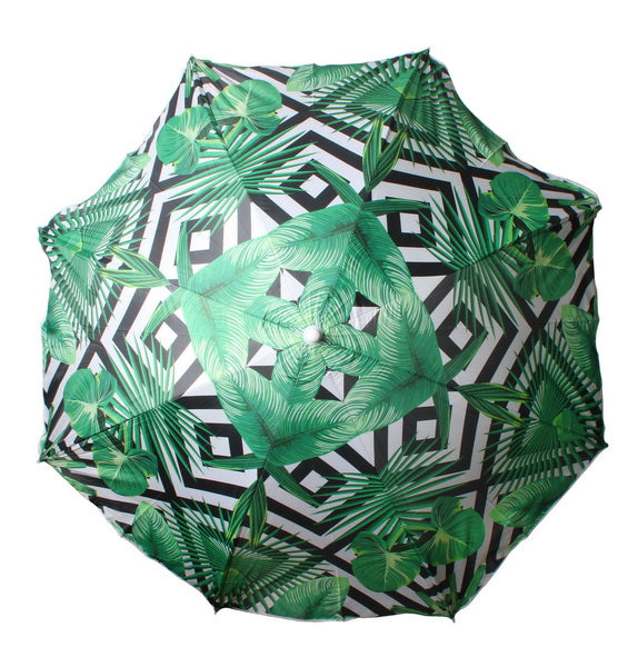 Beach Umbrella 180cm Geo Palm Design
