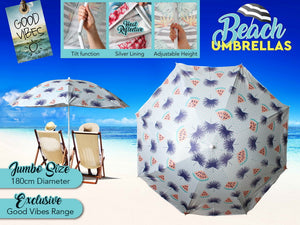 Beach Umbrella 180cm Watermelon Palm Design