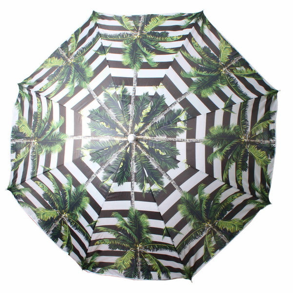 Beach Umbrella 180cm Striped Palm Design