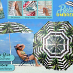 Beach Umbrella 180cm Striped Palm Design
