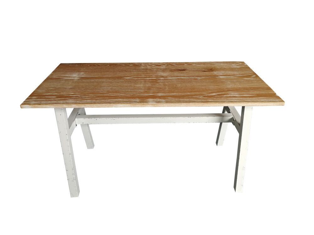 Steel Dining Table With Ash Wood Top   