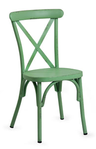 Retro Green Aluminium Cross Back Chair Set Of 2