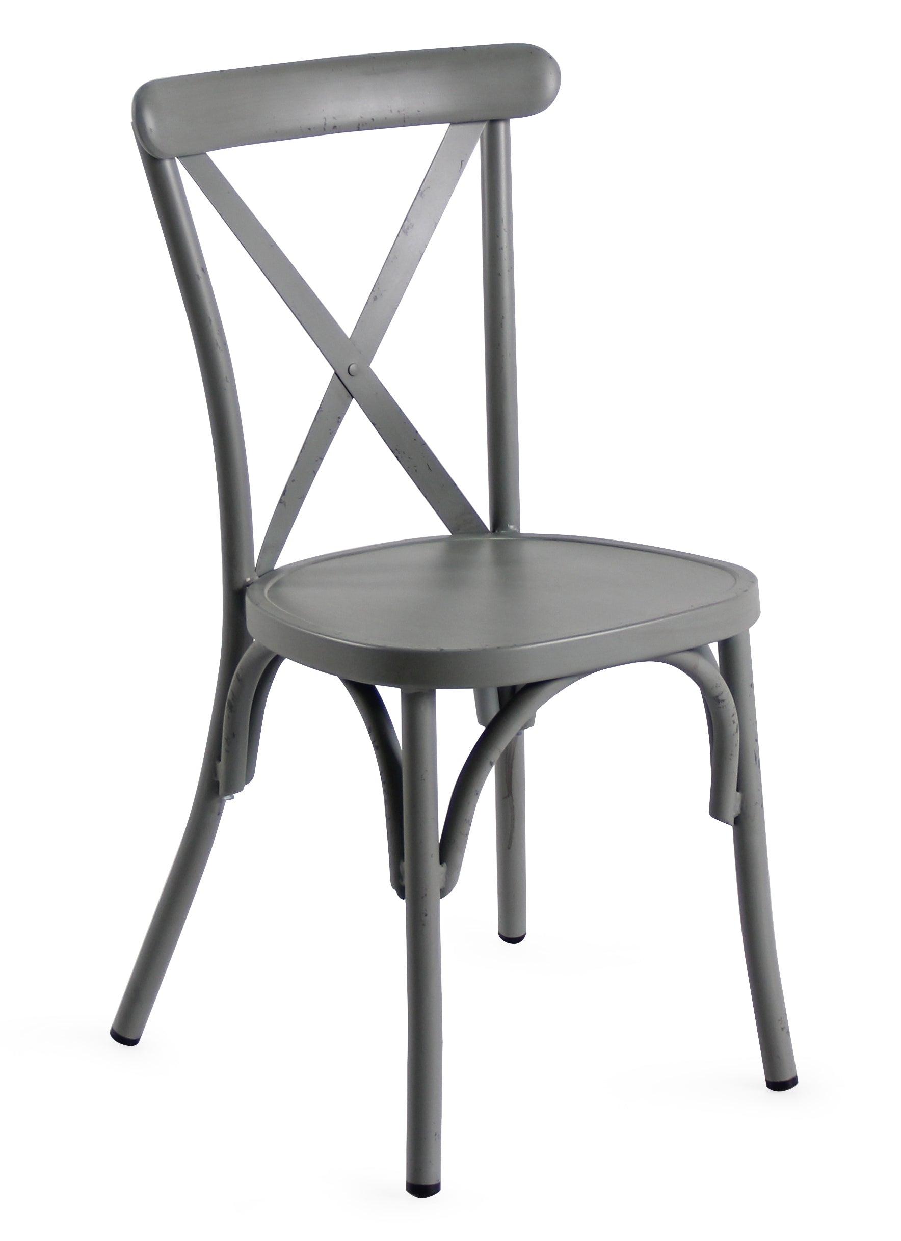 Retro Grey Aluminium Cross Back Chair Set Of 2