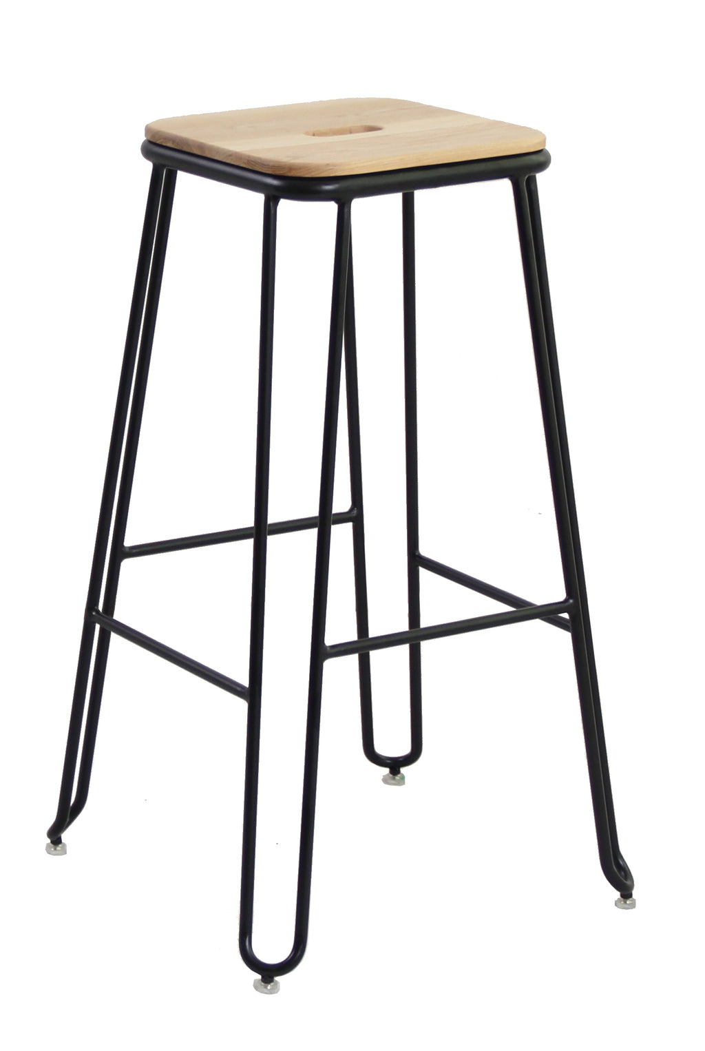 Ash Wood & Steel Industrial Bar Stool