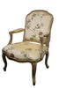 Wash White Louis XV Chair With Flower Fabric