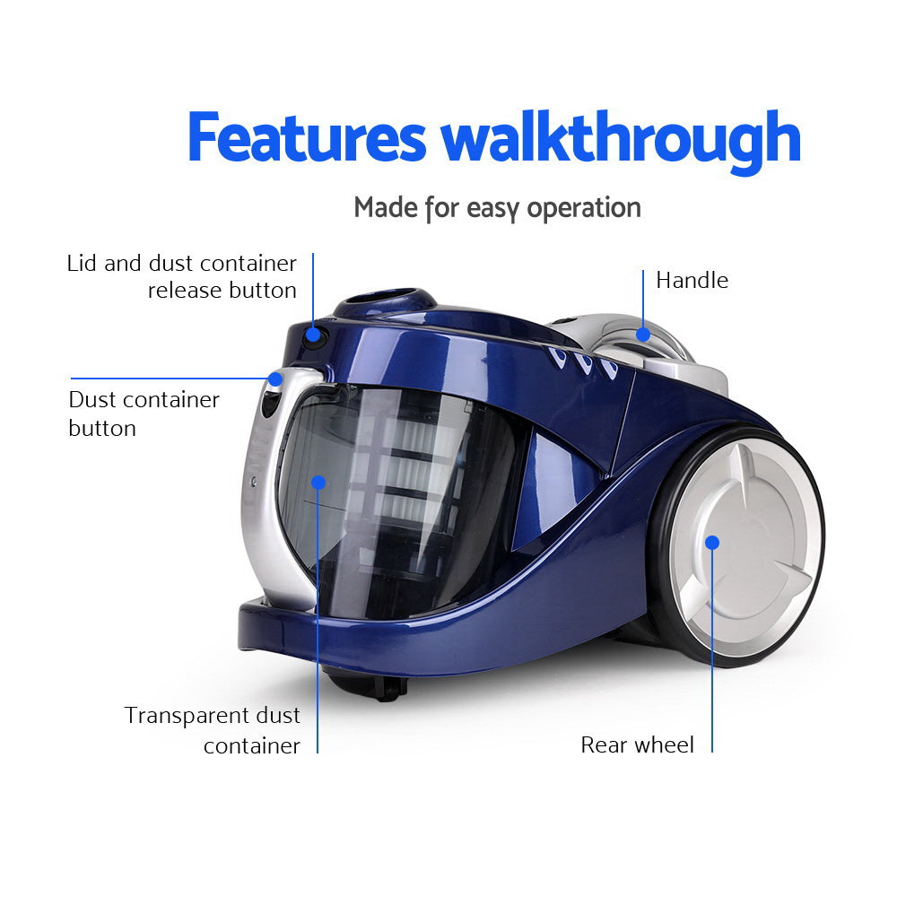 Devanti 2800W Bagless Vacuum - Blue