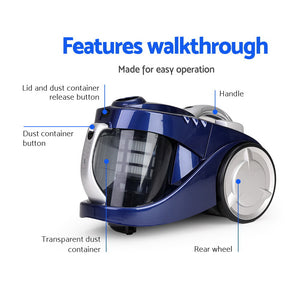 Devanti 2800W Bagless Vacuum - Blue