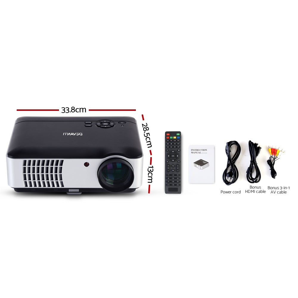 Devanti Smart Android Video Projector 4000 Lumen Home Theatre 1080HD Bluetooth