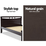 Artiss Double Size Wooden Bed Frame - Dark Cherry