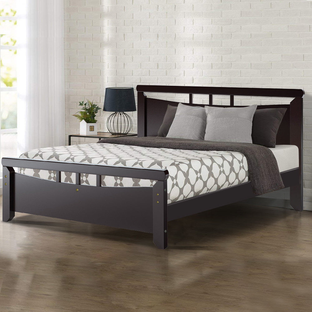 Artiss Double Size Wooden Bed Frame - Dark Cherry