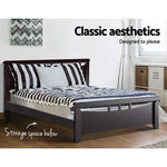 Artiss King Size Wooden Bed Frame - Dark Cherry