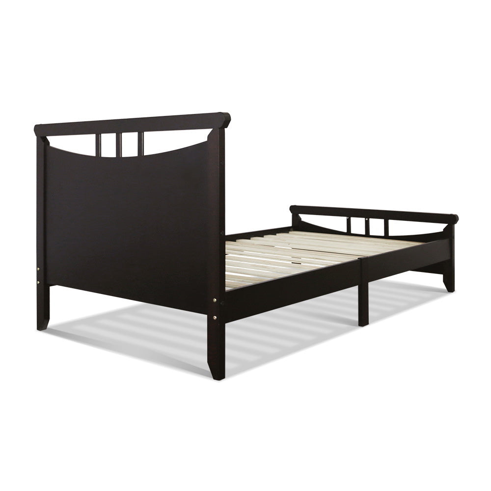 Artiss King Single Size Wooden Bed Frame - Dark Cherry