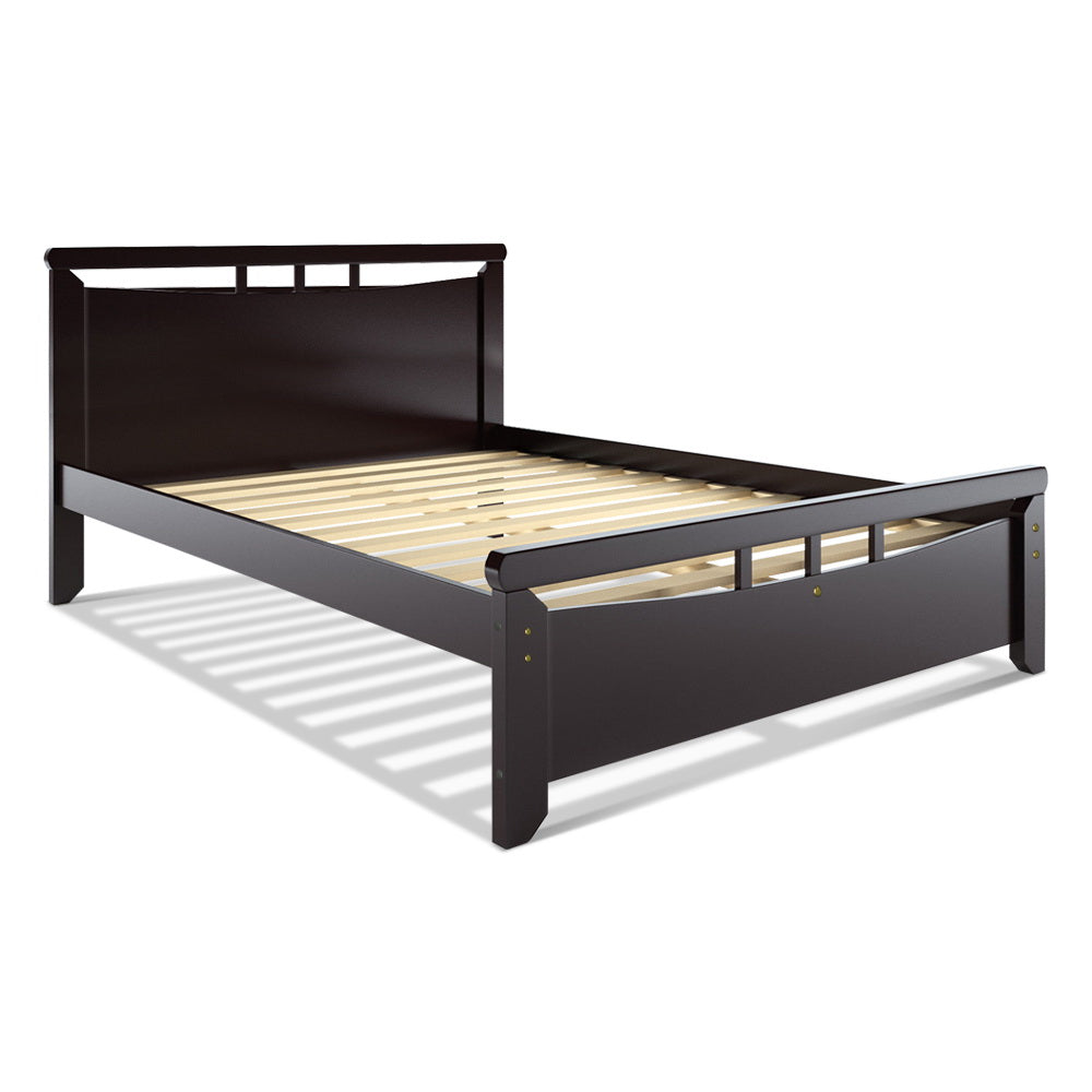 Artiss Queen Size Wooden Bed Frame - Dark Cherry