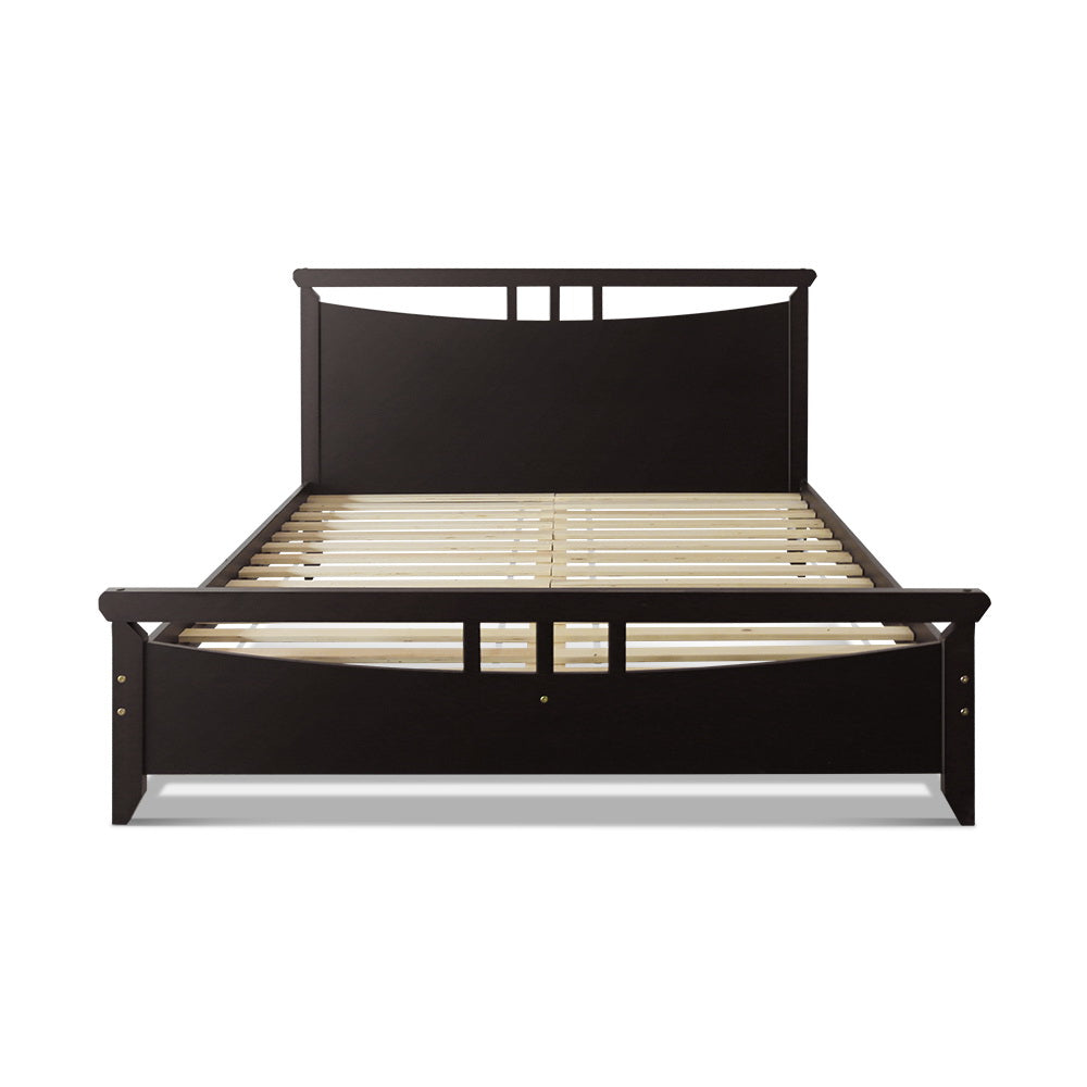 Artiss Queen Size Wooden Bed Frame - Dark Cherry