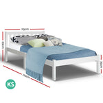 King Single Wooden Bed Frame - White