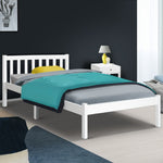 King Single Wooden Bed Frame - White