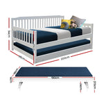 Artiss Single Wooden Trundle Bed Frame Timber Kids Adults