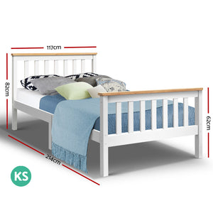 Artiss King Single Wooden Bed Frame Timber  Kids Adults