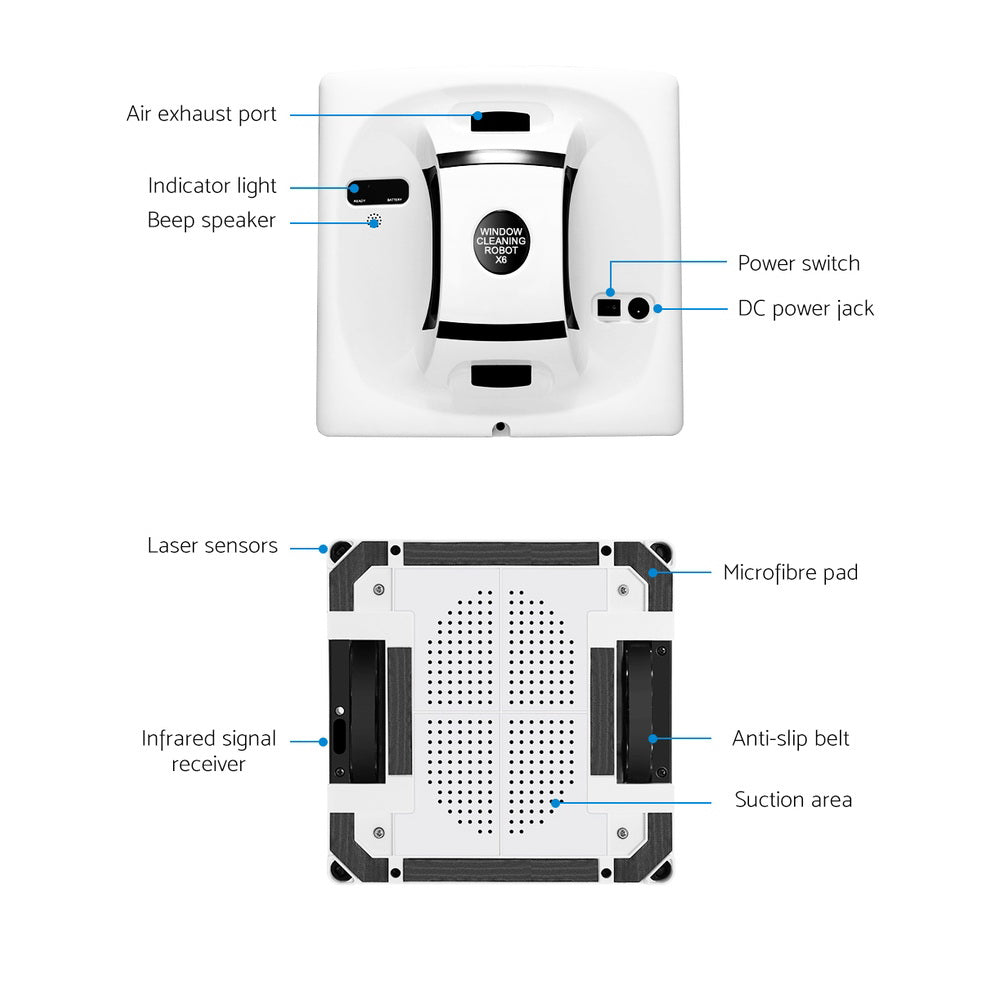 Robot Cleaner Smart Robotic Window Cleaning Automatic Electric Glass Cleaners Tool Romote Control White