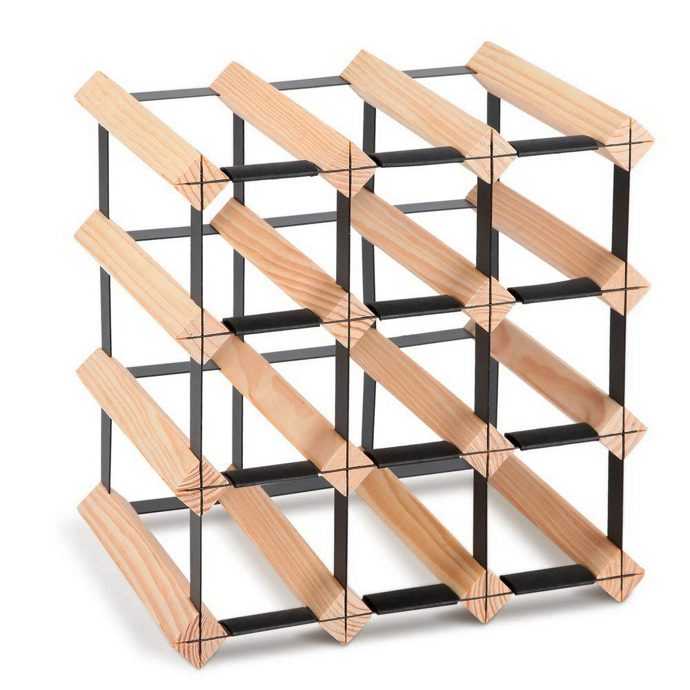 Artiss 12 Bottle Timber Wine Rack 