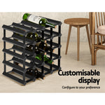 Artiss 20 Bottle Timber Wine Rack Wooden Storage Wall Racks Holders Cellar Black