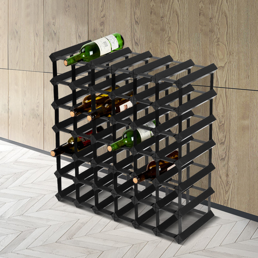 Artiss 42 Bottle Timber Wine Rack Wooden Storage Wall Racks Holders Cellar Black