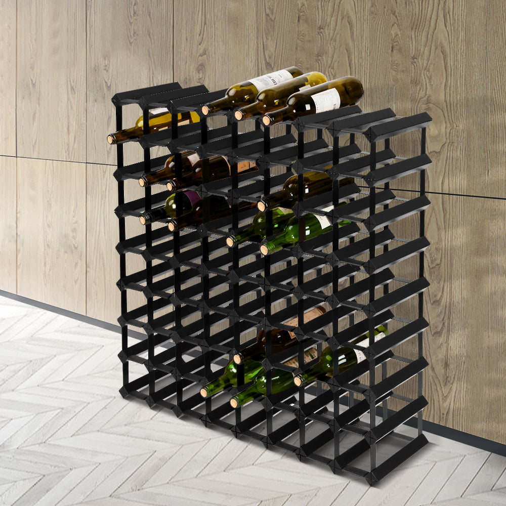 Artiss 72 Bottle Timber Wine Rack Wooden Storage Wall Racks Holders Cellar Black