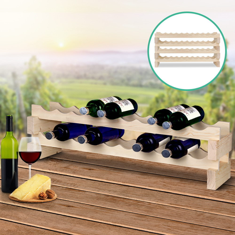 Artiss 20 Bottle Timber Wine Rack