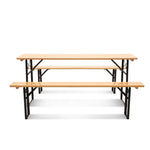Artiss Wooden Outdoor Foldable Bench Set - Natural