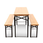 Artiss Wooden Outdoor Foldable Bench Set - Natural