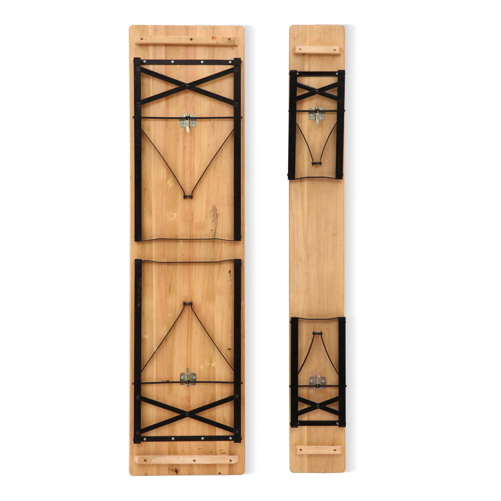 Artiss Wooden Outdoor Foldable Bench Set - Natural