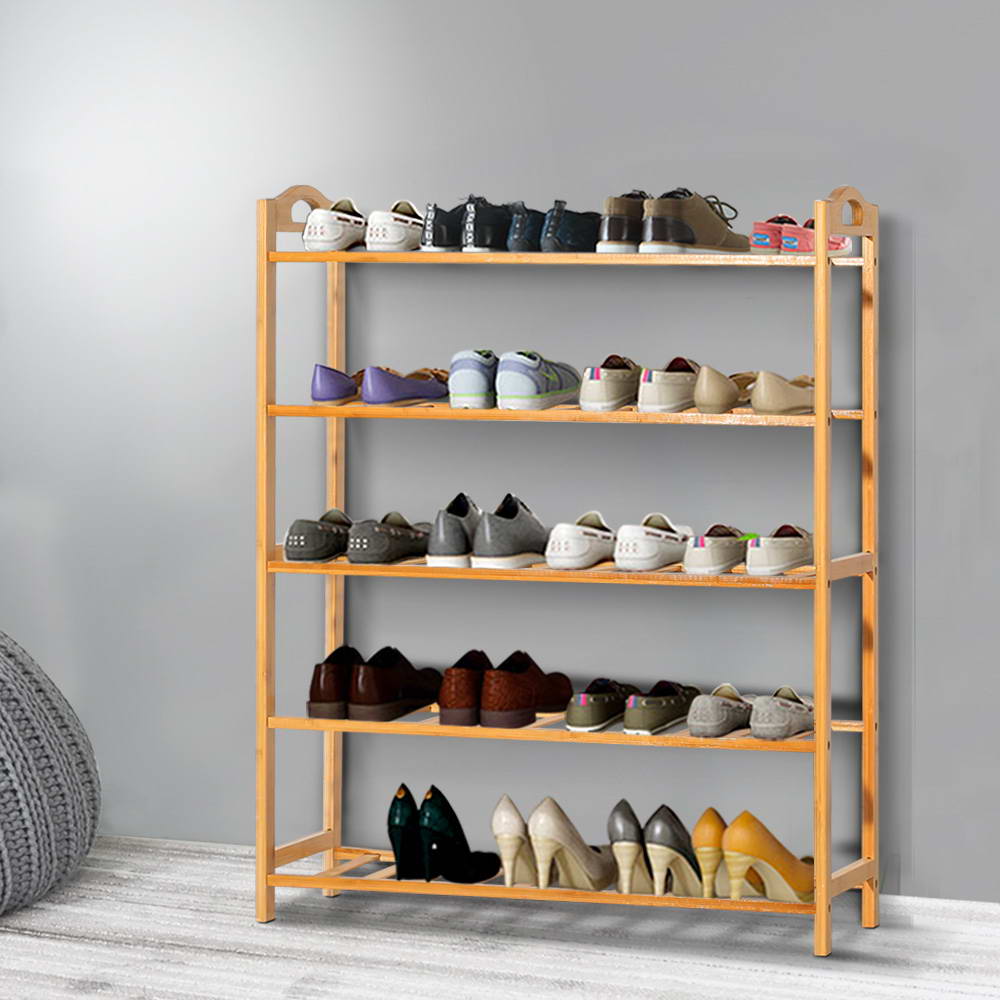 Artiss 5-Tier Bamboo Shoe Rack Organiser Storage Shelf Stand Shelves