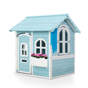 Kids Wooden Cubby House Outdoor Playhouse Pretend Play Set Childrens Toy