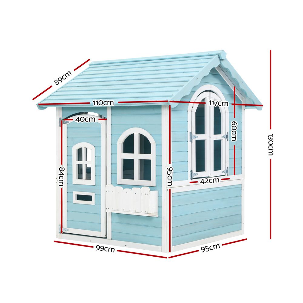 Kids Wooden Cubby House Outdoor Playhouse Pretend Play Set Childrens Toy