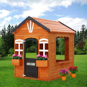 Kids Cubby House Wooden Outdoor Playhouse Timber Childrens Pretend Play