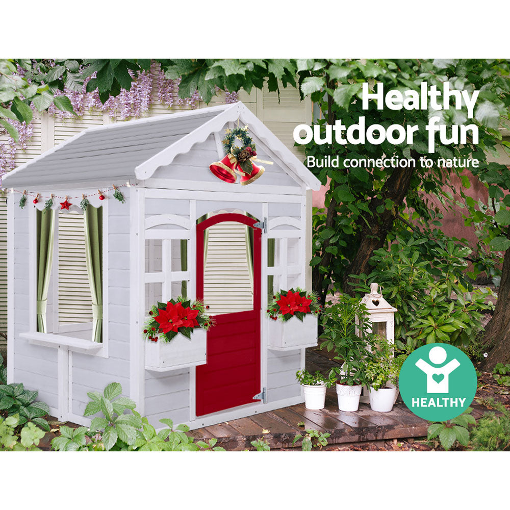 Kids Cubby House Wooden Outdoor Childrens Gift Pretend Play Set