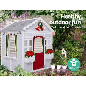 Kids Cubby House Wooden Outdoor Childrens Gift Pretend Play Set