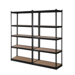 2x0.9M 5-Shelves Steel Warehouse Shelving Racking Garage Storage Rack Black