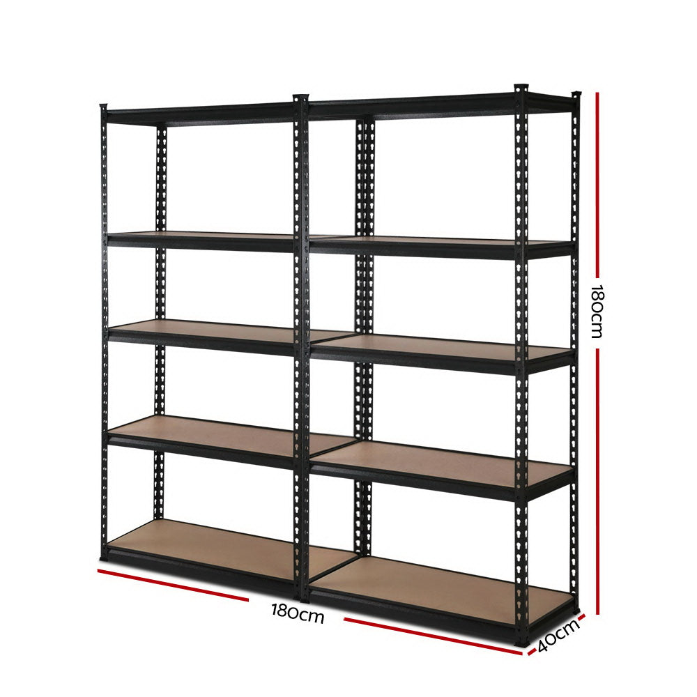 2x0.9M 5-Shelves Steel Warehouse Shelving Racking Garage Storage Rack Black