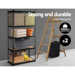 2x0.9M 5-Shelves Steel Warehouse Shelving Racking Garage Storage Rack Black