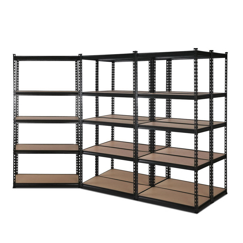 5x0.9M 5-Shelves Steel Warehouse Shelving Racking Garage Storage Rack Black