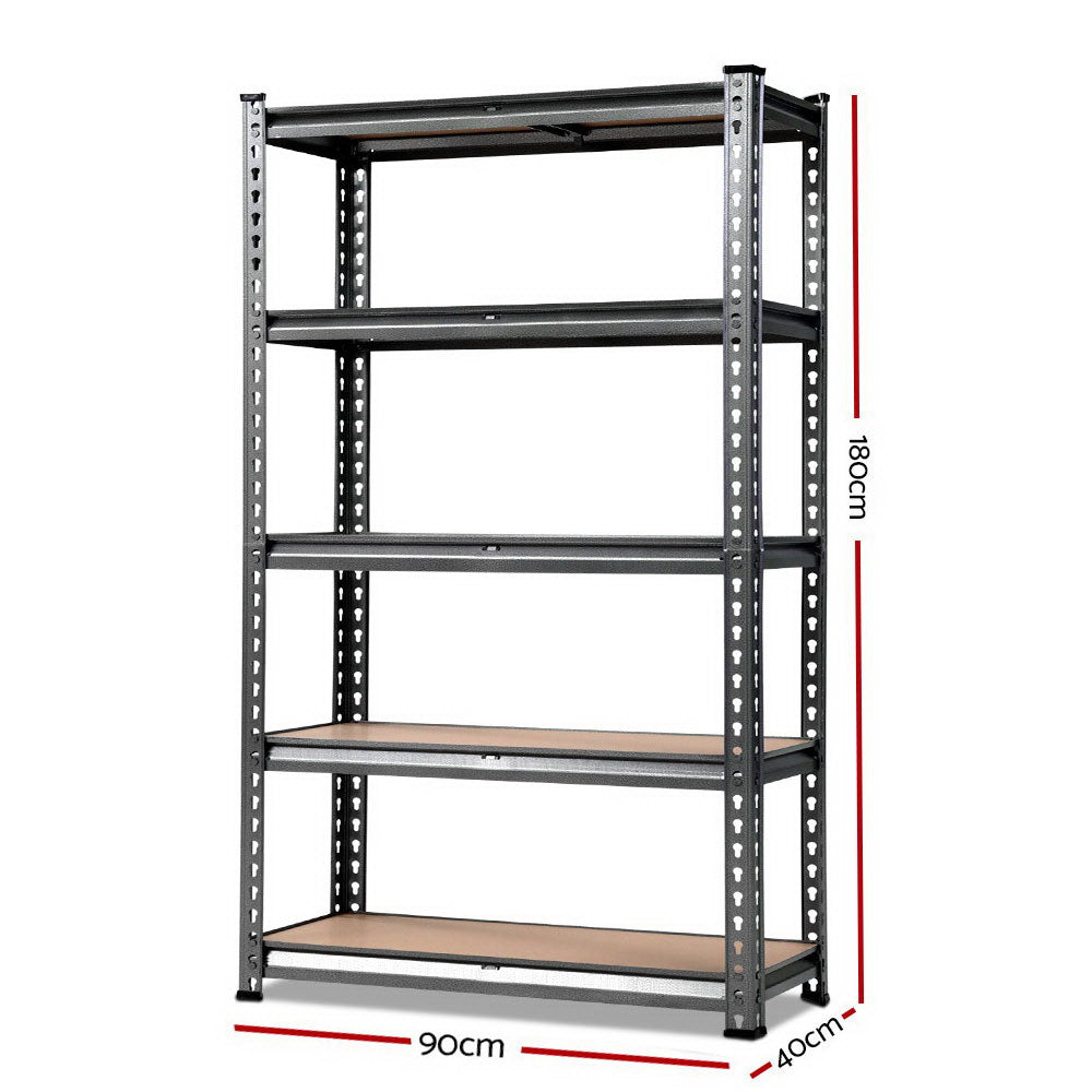 0.9M 5-Shelves Steel Warehouse Shelving Racking Garage Storage Rack Grey