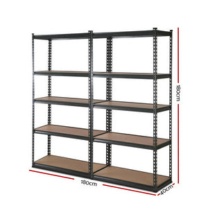 2x0.9M 5-Shelves Steel Warehouse Shelving Racking Garage Storage Rack Grey