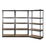 3x0.9M 5-Shelves Steel Warehouse Shelving Racking Garage Storage Rack Grey