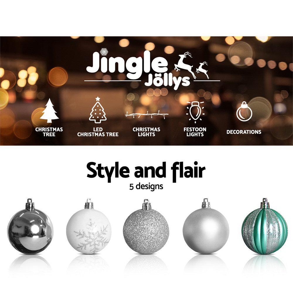 JingleJollys 50pcs Christmas Baubles Decorations Xmas Tree Ornament Party Silver