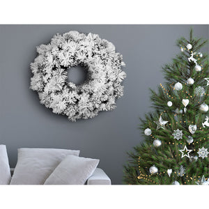 Jingle Jollys 60cm Christmas Snow Wreath Garland Window hanging Xmas Ornaments