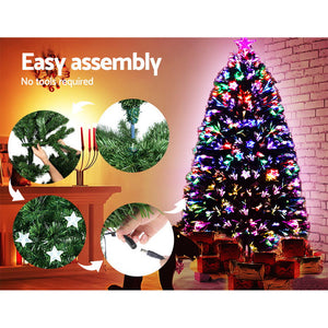 Jingle Jollys 1.2M 4FT LED Christmas Tree Xmas Optic Fiber Multi Colour Lights